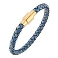 Mens Bracelet Vintage Bracelet Woman Men Jewelry Blue Braided Leather Handmade Bracelets Bangles Magnetic Clasp Steel Wristband Male (Wearing Length 165mm) (Wearing Length 165mm b)