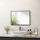 Bathroom Mirror 50x70cm Wall Hanging Mirror with Black Frame, Rectangle Modern Wall Mounted Mirror - Meykoers