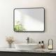 Bathroom Mirror 50x70cm Wall Hanging Mirror with Black Frame, rounded rectangle Modern Wall Mounted Mirror - Meykoers
