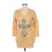 Reba 3/4 Sleeve T-Shirt: Tan Tops - Women's Size Small