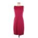 Akris Punto Casual Dress - Sheath High Neck Sleeveless: Burgundy Print Dresses - Women's Size 6