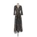 Great Jones Casual Dress - Wrap: Black Print Dresses - Women's Size 2