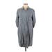 Cloth & Stone Casual Dress - Shirtdress High Neck 3/4 sleeves: Gray Solid Dresses - Women's Size Medium