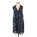 BCBGMAXAZRIA Casual Dress - Shift V Neck Sleeveless: Blue Dresses - Women's Size Small