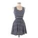 Ocean Drive Clothing Co. Casual Dress - A-Line Scoop Neck Sleeveless: Blue Stripes Dresses - Women's Size Medium