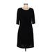 Nic + Zoe Casual Dress - Sheath Scoop Neck 3/4 sleeves: Black Print Dresses - Women's Size Medium