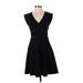 Rebecca Taylor Casual Dress - A-Line: Black Solid Dresses - Women's Size 2