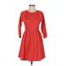 ASOS Casual Dress - A-Line Crew Neck 3/4 sleeves: Red Print Dresses - Women's Size 2 Petite