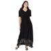 Plus Size Women's Lace-Panelled Crinkle Boho Dress by Roaman's in Black (Size 38/40)