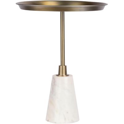 Beistelltisch KAYOOM "Grant 125, aus Handmanufaktur", gold (weiß, gold, weiß, gold), B:38cm H:51cm T:38cm, 95% Eisen, 5% Aluminium / Sockel: Marmor, Tische, Runder Tisch, Ablagefläche aus Metall, Sockel aus Marmor Image