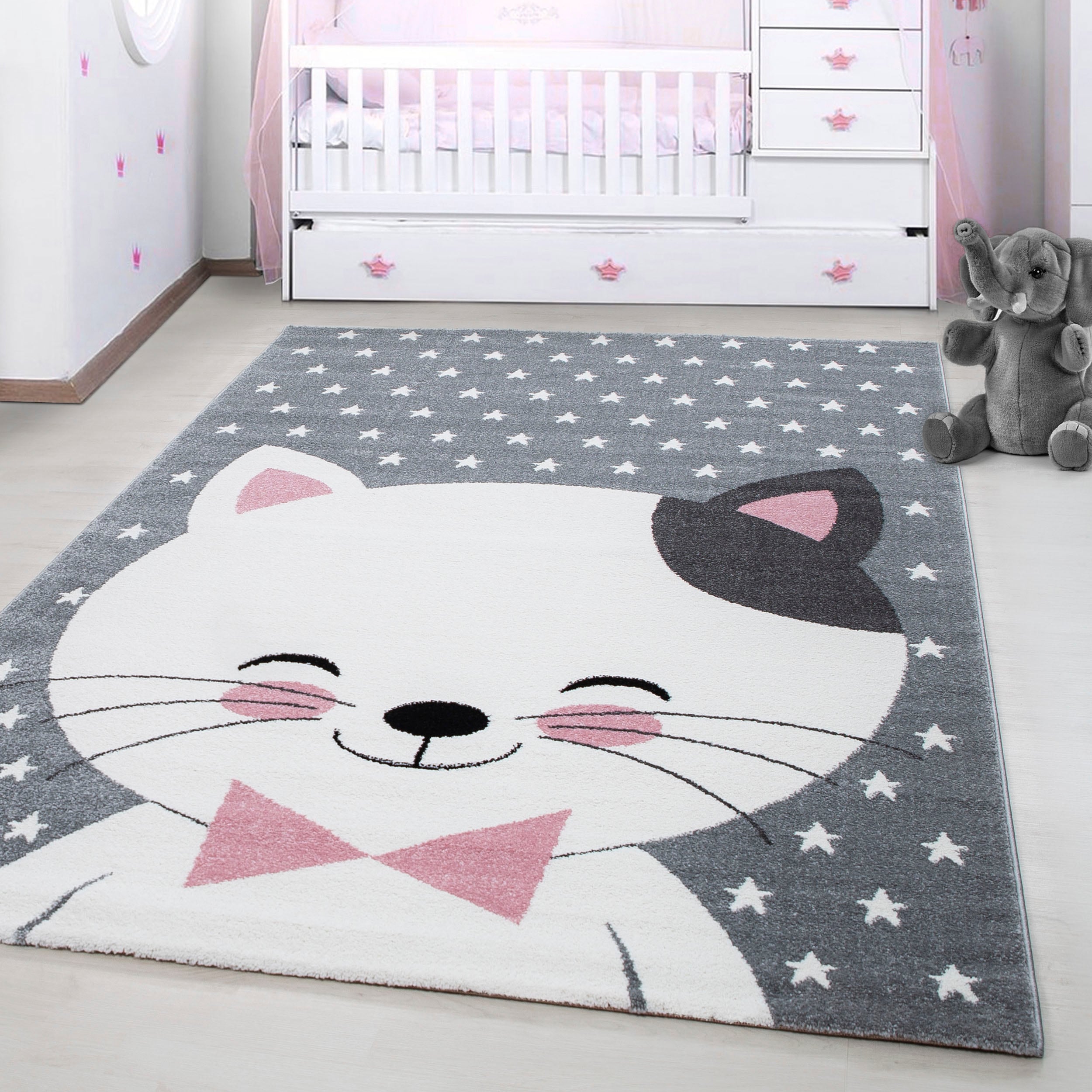 Kinderteppich AYYILDIZ TEPPICHE "Kids 550", pink, B:200cm H:12mm L:290cm, Kunstfaser, Teppiche, Kinderteppich, auch in rund, Tiermotiv, Kurzflor