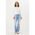 Slim-fit-Jeans GARCIA "Celia Flare" Gr. 32, Länge 34, blau (light used) Damen Jeans Röhrenjeans