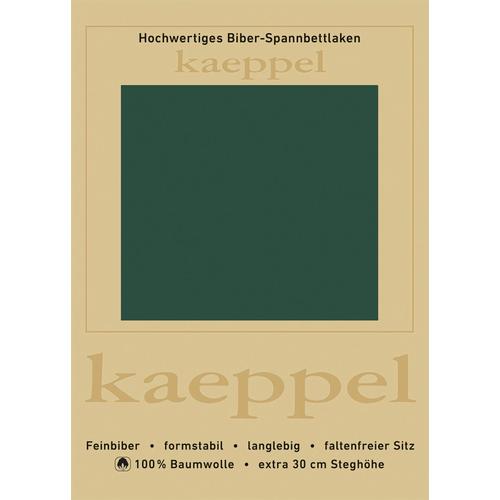 "Spannbettlaken KAEPPEL ""Spannbettlaken Biber"" Laken Gr. B/L: 180-200 cm x 200 cm 1 St., Biber, 30 cm, 180-200 x 200 cm, grün Spannbettlaken 100% Baumwolle, kuschelig weich ideal für Winter"