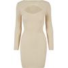 Shirtkleid URBAN CLASSICS "Urban Classics Damen Ladies Cut Out Dress", Damen, Gr. 3XL, US-Größen, beige (sand), 35% Viskose, 35% Polyacryl, 30% Polyamid, unifarben, klassisch, slim fit, U-Boot-Ausschnitt, Langarm, Kleider