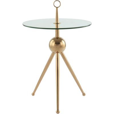Beistelltisch KAYOOM "Ontario 325, Runde Glasplatte aus Sicherheitsglas, 100% Edelstahl", rosa (roségold, klar, roségold, klar), B:46cm H:70cm T:46cm, 100% Edelstahl, Sicherheitsglas, Tische, Minimalistisch, Gestell in Tripod-Design, mit Tragering Image
