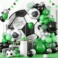 Kit d'arche de guirxiété de ballons de fête de football vert noir blanc argent métallique thème