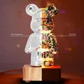Veilleuse petit ours en verre 3D feu d'artifice escales petit ours décoration de table lumineuse