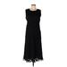 Style&Co Casual Dress - Midi Crew Neck Sleeveless: Black Print Dresses - Women's Size 12