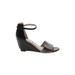 Clarks Wedges: Black Print Shoes - Women's Size 6 1/2 - Open Toe