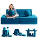 linor Couch 10pcs w/ 2 Balls & Tunnel, Toddler Sofa Fold Out Couch for Playroom Bedroom Velvet in Blue | 18.8 H x 26 W x 51.5 D in | Wayfair