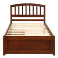 Red Barrel Studio® Twin Platform Storage Bed Wood Bed Frame w/ Two Drawers & Headboard Wood in Brown/Gray | Wayfair