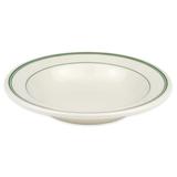 Homer Laughlin HL2531 12 3/4 oz Round Rim Soup Bowl - China, Ivory w/ Green Band, White