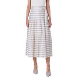 Texture Stripe Belted Midi Skirt