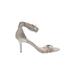 Jewel Badgley MIschka Heels: Slip-on Stilleto Glamorous Silver Shoes - Women's Size 9 1/2 - Open Toe