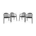 Lot de 4 fauteuils de jardin plastique noir