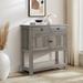 Mazelina Farmhouse 2-Door Cabinet w/ 2 Drawers Buffet Table for Kitchen Wood in Brown/Gray Laurel Foundry Modern Farmhouse® | Wayfair