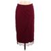 Trafaluc by Zara Casual Midi Skirt Calf Length: Burgundy Print Bottoms - Women's Size Large