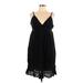 Faded Glory Casual Dress - Mini V-Neck Sleeveless: Black Solid Dresses - Women's Size Large