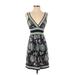 BCBGMAXAZRIA Casual Dress - Mini Plunge Sleeveless: Teal Dresses - Women's Size 2X-Small
