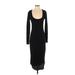 Z Supply Casual Dress - Midi Scoop Neck 3/4 sleeves: Black Print Dresses - Women's Size Small