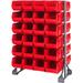 Quantum Storage Systems B1398886 QRU-12D-240-48 Double Sided 12 Rail Unit with 48 QUS240 Ultra Stack & Hang Bins Red