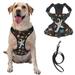 TEQUAN Small Dog Harness with Leash Fantasy Astronaut Space Rocket Doodle Prints Reflective No Pull Adjustable Pet Vest (S)