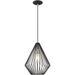 XiKe 41325-04 Geometric Shade - 11.5 One Light Mini Pendant Black Finish with Black Metal Shade