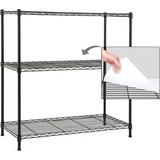 3-Shelf Shelving Unit with 3-Shelf Liners Adjustable Rack Steel Wire Shelves Shelving Units and Storage for Kitchen and Garage (36W x 16D x 36H) Black