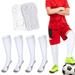 Linkidea Kids Soccer Socks with Shin Guards 2 Pairs Breathable Knee High Socks with Lightweight Shin Pads Long Sleeve Cushion Socks for Child 7-9 Years Over the Calf Soccer Socks (White M)