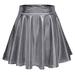 Hwmodou Women Poodle Skirts Women S Metallic Skater Skirt Sparkly Shiny Flared Pleated A-Line Mini Short Tennis Skirts For Woman
