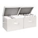 StorageWorks Fabric Storage Bins with Lids & Handles Decorative Storage Boxes for Closet & Shelf Large Storage Bins 2-Pack White 15.75 x 9.75 x 10.25