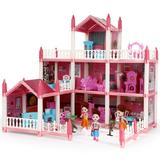 Doll House Mansion Playhouse Furniture Princess Doll House Girls Doll House With Light Strip