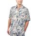 Men's Margaritaville Tan New England Patriots Sand Washed Monstera Print Party Button-Up Shirt