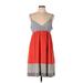 Gianni Bini Casual Dress - Mini Plunge Sleeveless: Gray Color Block Dresses - Women's Size Large