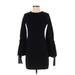 Club Monaco Casual Dress - Mini High Neck Long sleeves: Black Print Dresses - Women's Size X-Small