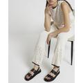 River Island Womens Black Laser Cut Chunky Sandals