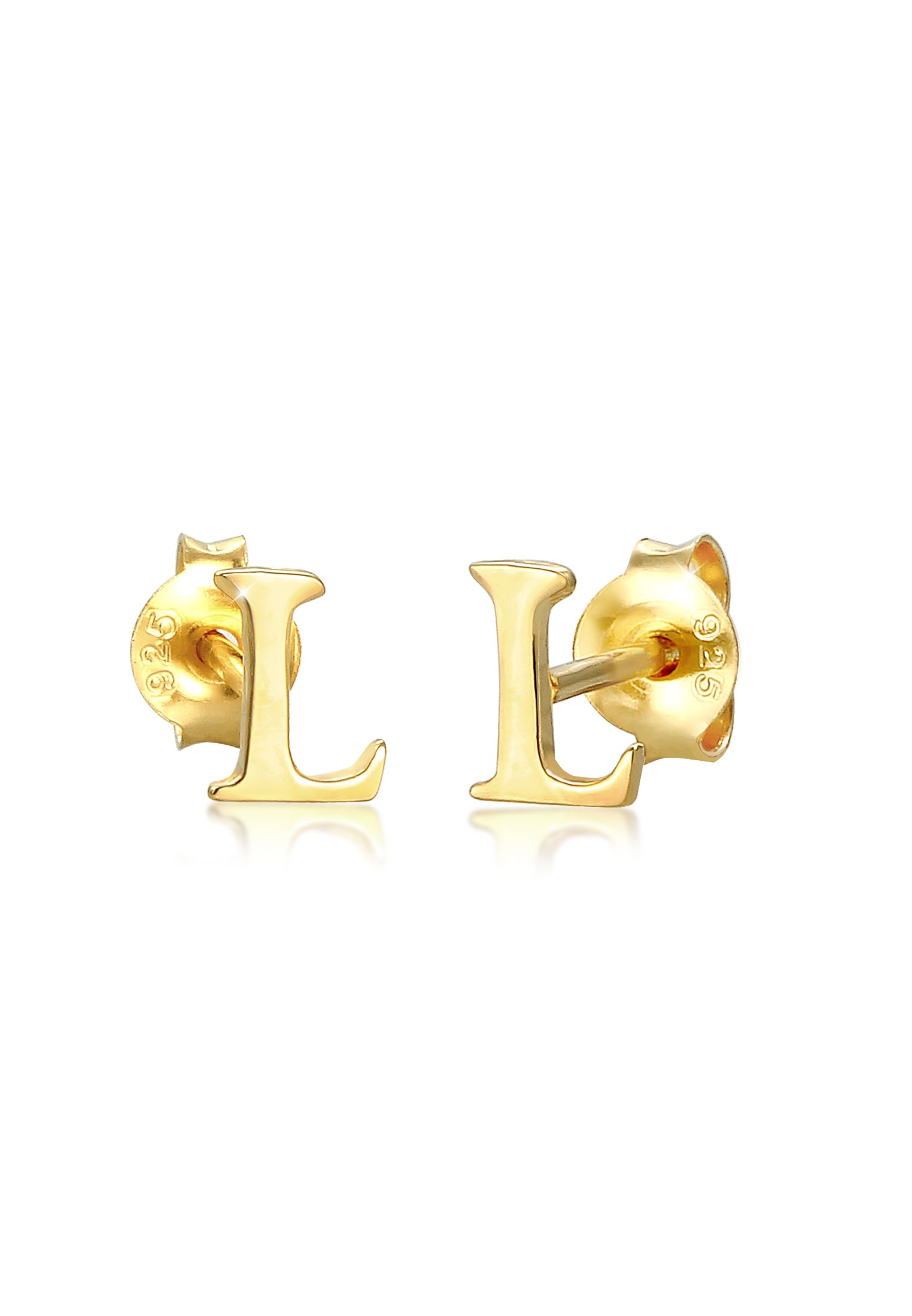 Paar Ohrstecker ELLI "Ohrstecker Buchstabe L Initialen 925 Sterling Silber", gold, Ohrringe, Damen, onesize, ohne Stein, Silber 925 (Sterlingsilber) Image