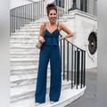 Anthropologie Pants & Jumpsuits | Ett Twa By Anthropologie Blue Striped Denim Jumpsuit Size Medium Nwt | Color: Blue | Size: M