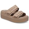 Pantolette CROCS "Brooklyn Low Wedge", Damen, Gr. 41, braun (latte), Croslite, modisch, Schuhe, Plateau, Sommerschuh, Schlappen mit Schnallenverschluss