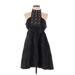 Alexia Admor Casual Dress - A-Line Mock Short sleeves: Black Print Dresses - Women's Size X-Small
